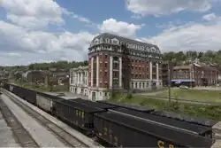 Grafton CSX yard, with the city's downtown in the background