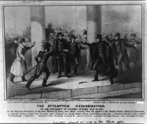 Assassination attempt of the U.S. President Andrew Jackson outside the United States Capitol in Washington, D.C., 30 January 1835